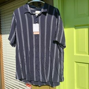 Denim and flower viscoe  collection striped shirt